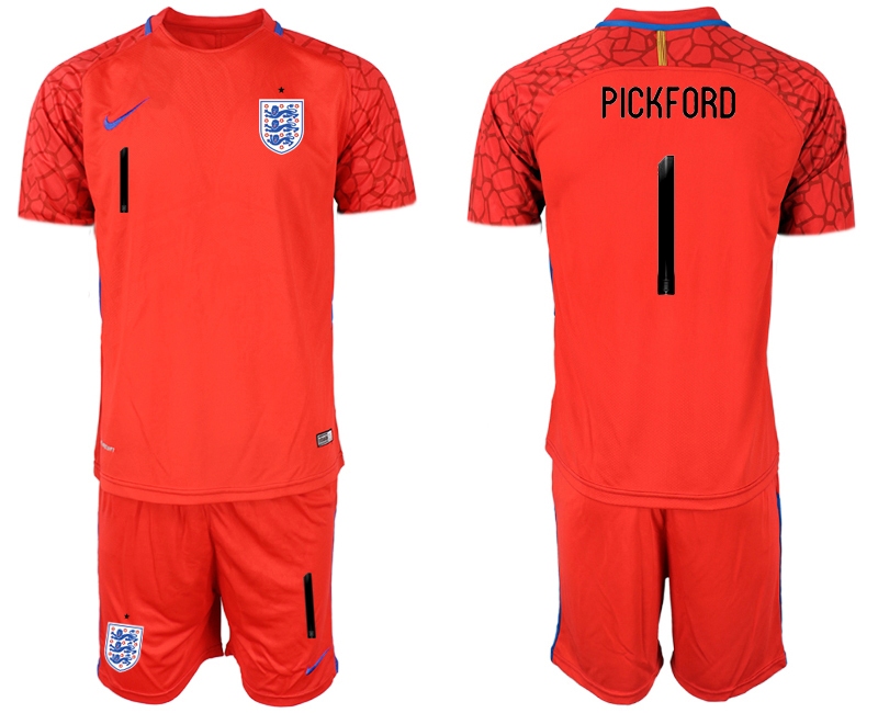 Men 2021 European Cup England red goalkeeper #1 Soccer Jersey1
